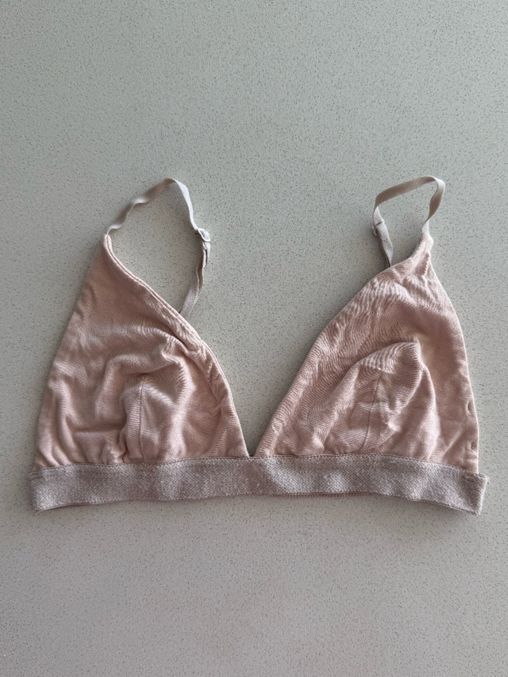 Blush Pink Triangle Bralette Wireless Adjustable Straps Soft Lounge Bra